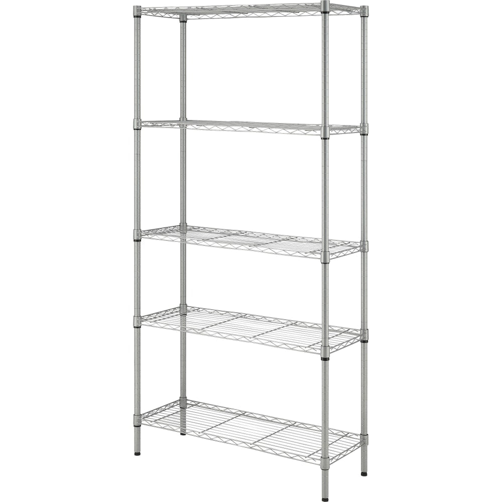 Lorell Light-Duty Wire Shelving - 5 Tier(s) - 72in Height x 36in Width x 14in DepthFloor - Epoxy - Silver - Plastic, Metal, Steel - 1 Each