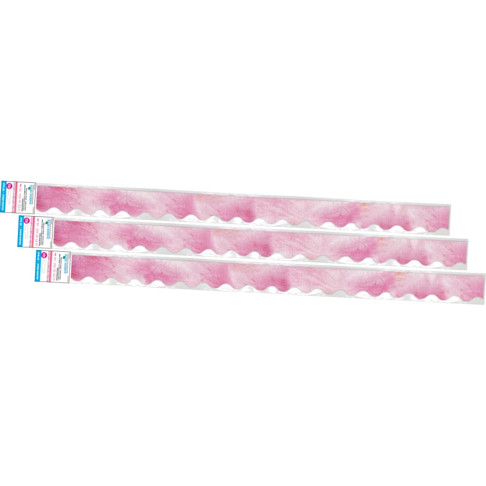 Barker Creek Double-Sided Scalloped-Edge Border Strips, 2-1/4in x 36in, Pink Tie-Dye, Pack Of 39 Strips