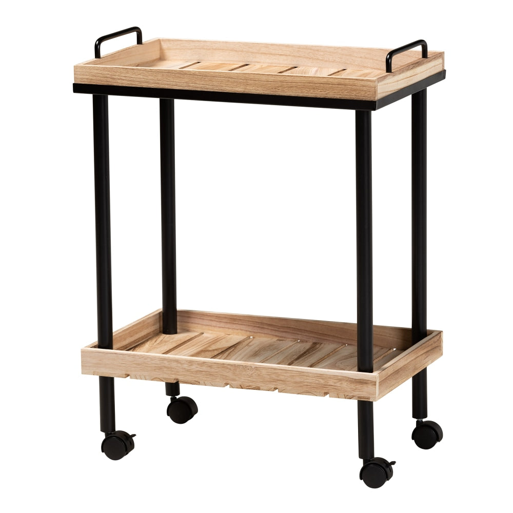 Baxton Studio Olinda Kitchen Cart, 26-13/16inH x 20-1/8inW, Oak Brown/Black