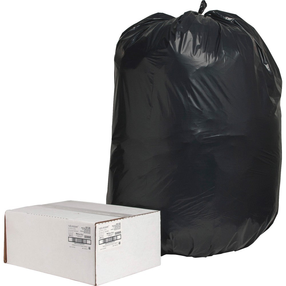 naturesaver 2-mil Heavy Duty Can Liners, 55 - 60 Gallons, 38in x 58in, 75% Recycled, Black, Box Of 100