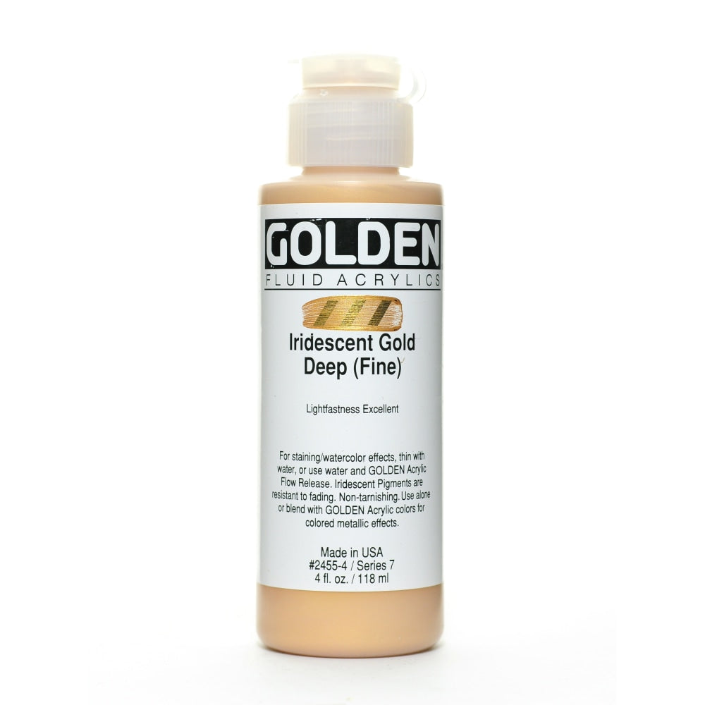 Golden Fluid Acrylic Paint, 4 Oz, Iridescent Gold Deep Fine