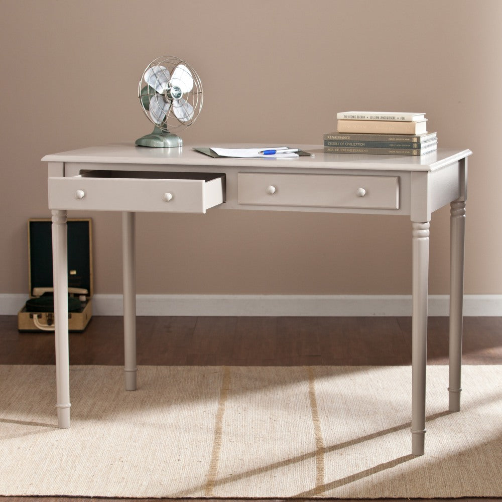 SEI Furniture Janice 43inW Writing Desk With 2-Drawers, Gray