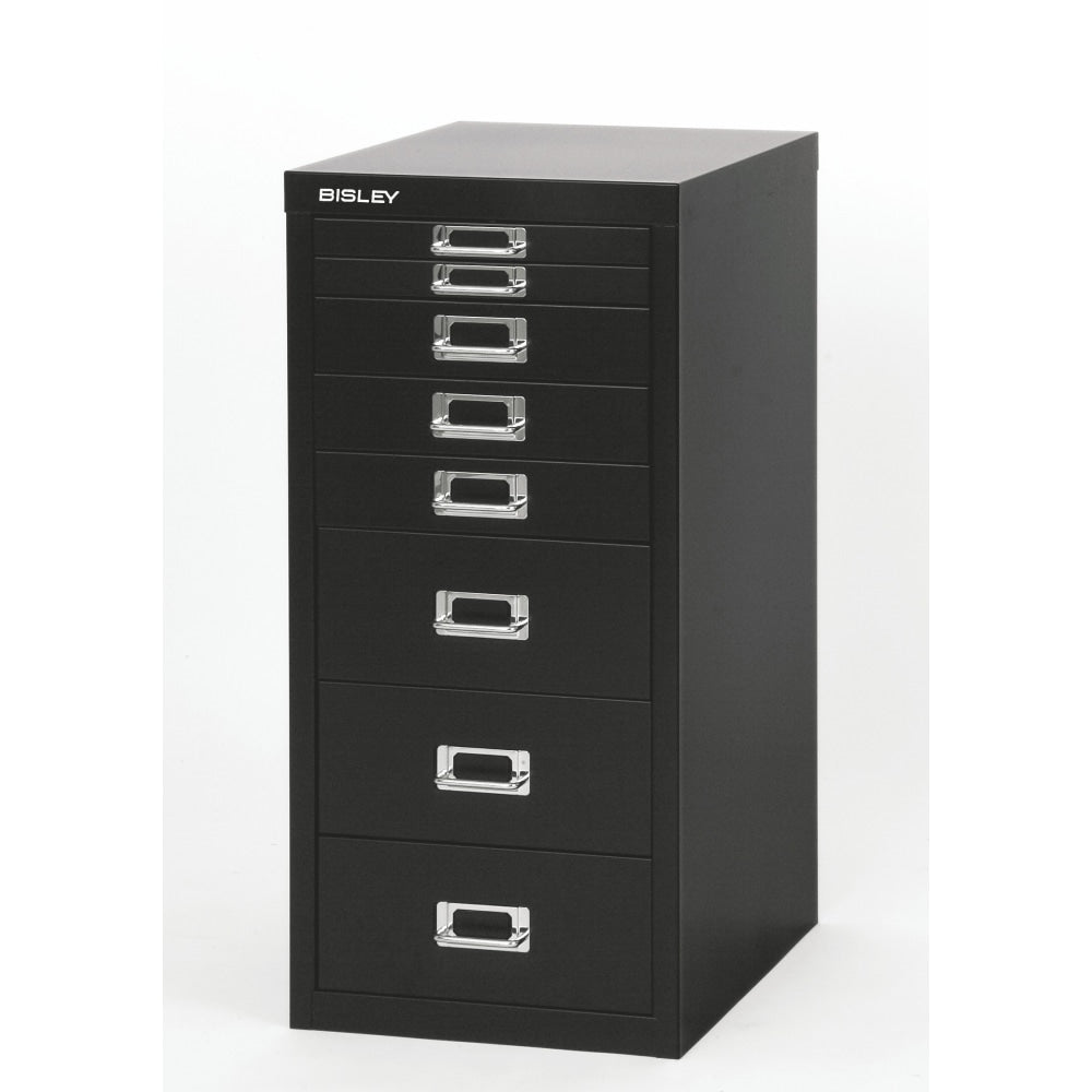 Bisley 15inD Vertical 8-Drawer Under-Desk File Cabinet, Black