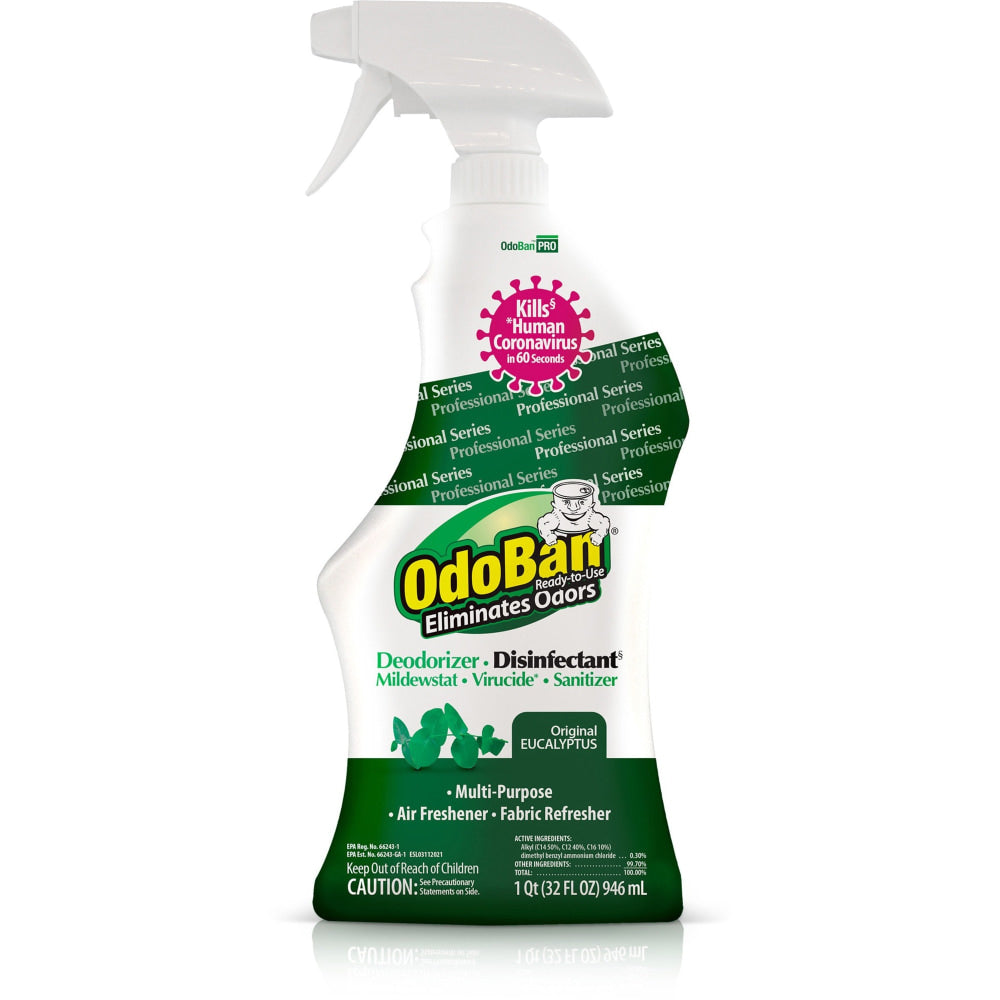 OdoBan Multi-Purpose Deodorizer & Disinfectant Spray, Eucalyptus Scent, 32 Oz Bottle