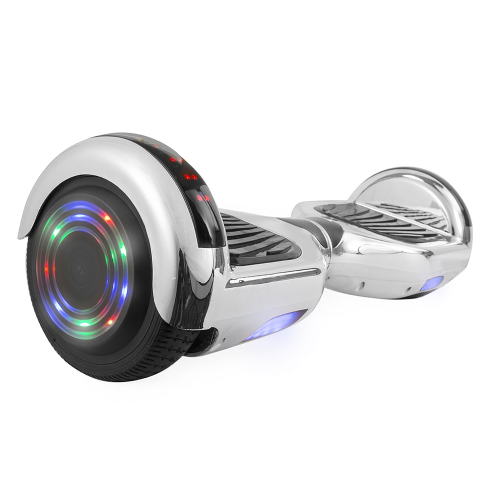 AOB Hoverboard With Bluetooth Speakers, 7inH x 27inW x 7-5/16inD, Silver/Chrome