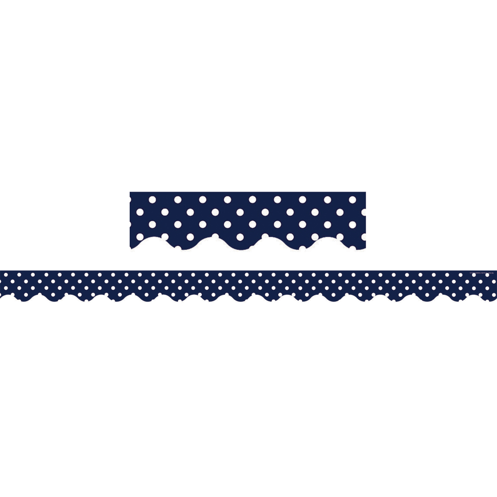 Teacher Created Resources Border Trim, Navy Polka Dots Scalloped, 35ft Per Pack, Set Of 6 Packs