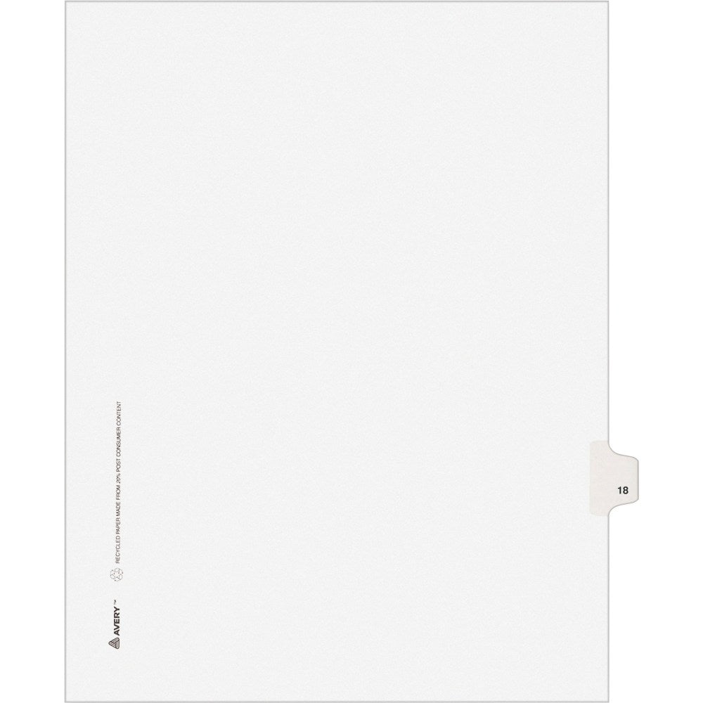 Avery Individual Legal Dividers Avery Style, Letter Size, Side Tab #18, White Dividers/White Tabs