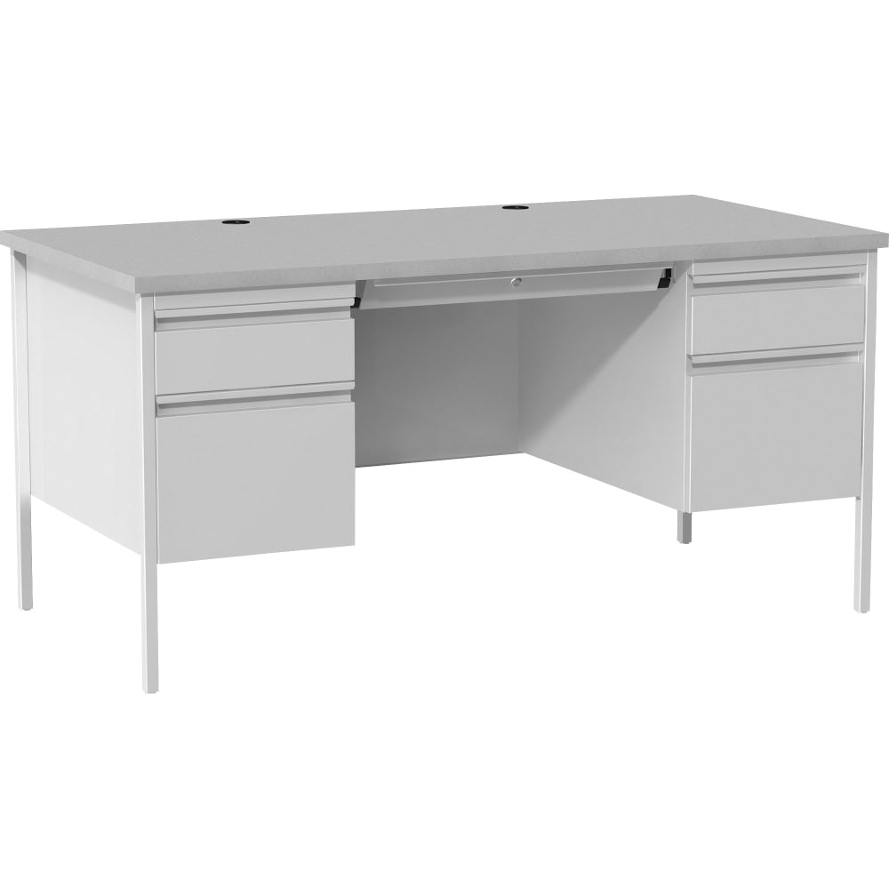 LorellDouble Pedestal Writing Desk, 30inW, Gray