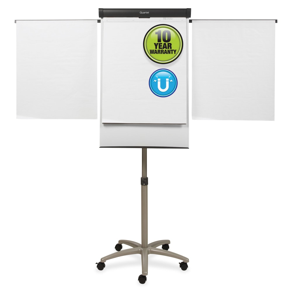 Quartet Compass Mobile Magnetic Dry-Erase Whiteboard/Flipchart Presentation Easel, 3ft x 2ft, Metal Frame With Graphite Finish