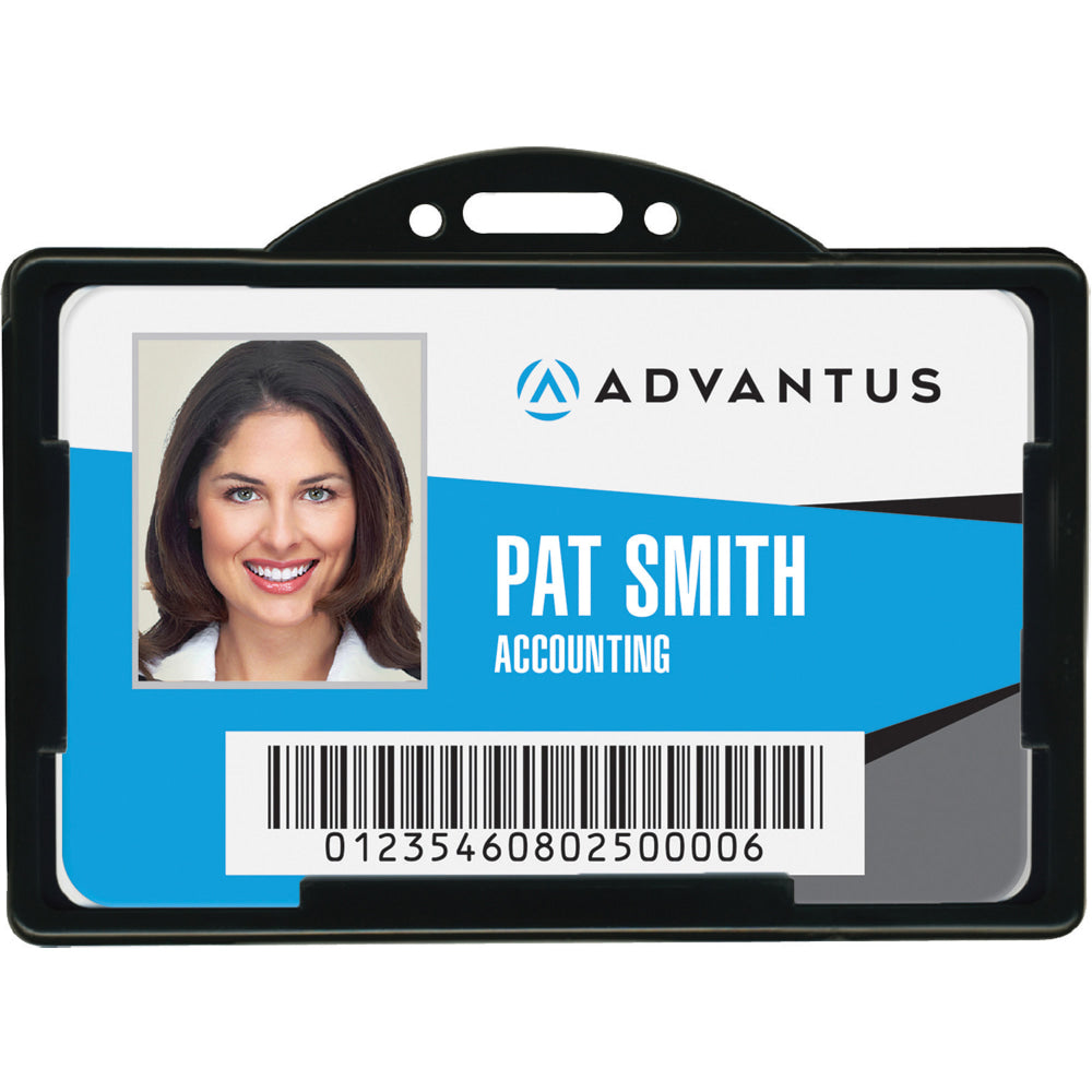 Advantus ID Card Holder - Support 3.38in x 2.13in Media - Horizontal - 25 / Pack - Black