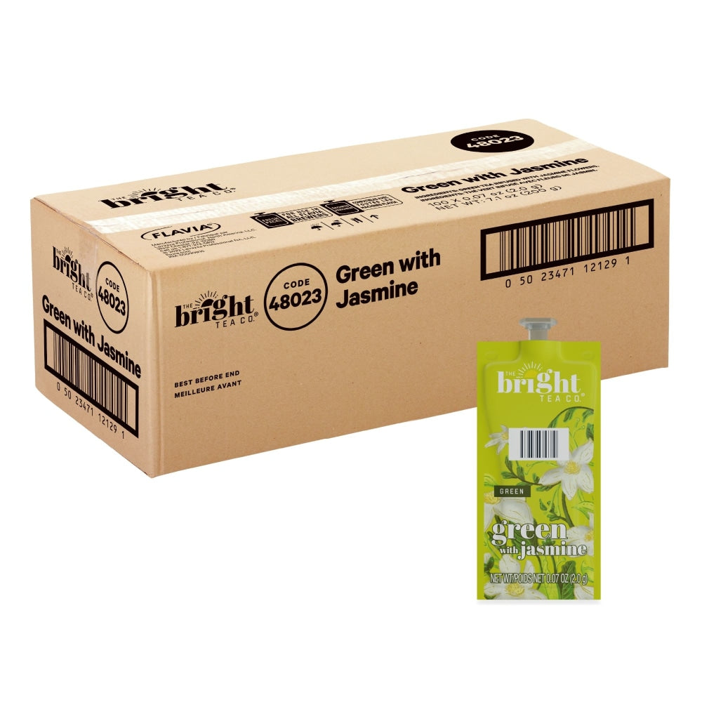 The Bright Tea Co. Green with Jasmine Tea Single-Serve Freshpacks, 0.25 Oz, Box Of 100