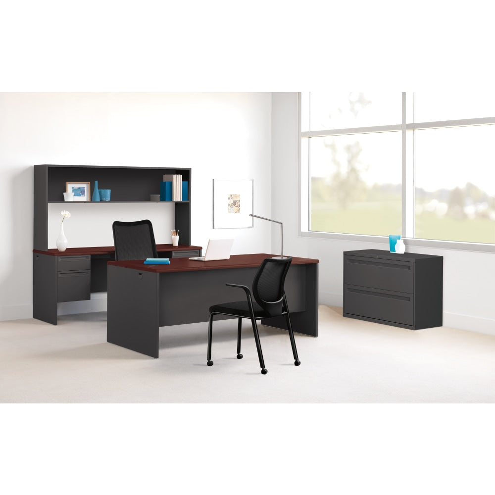 HON 38000 72inW Double-Pedestal Computer Desk, 72inW, Mahogany/Charcoal