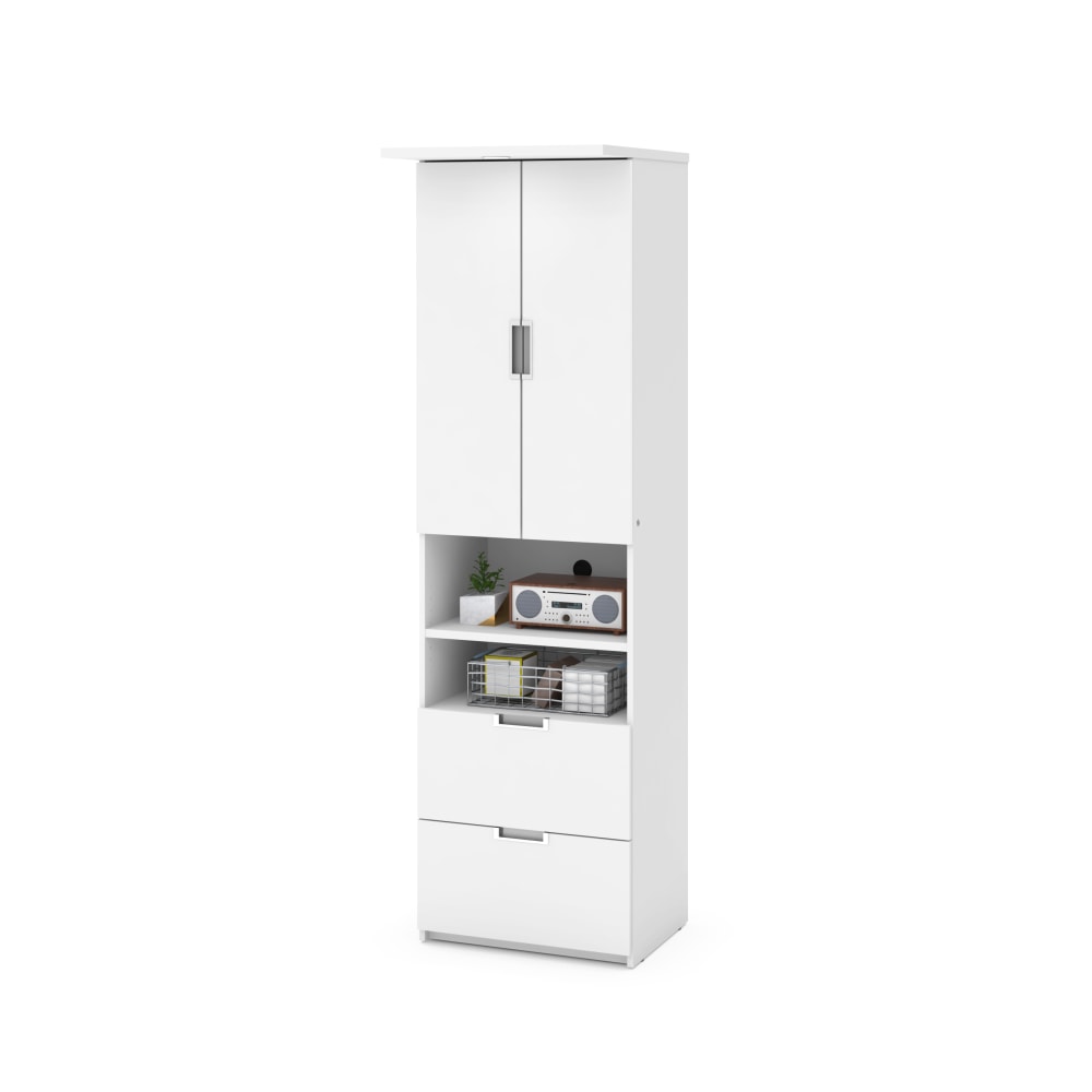 Bestar Lumina 24inW Storage Cabinet With 2 Drawers, White