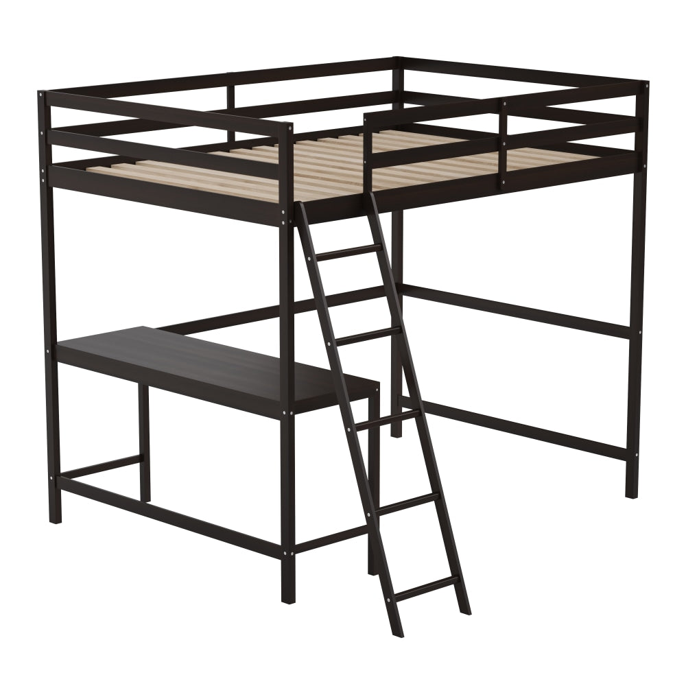 Flash Furniture Riley Loft Bed Frame With Desk, Full, 57-1/2inL x 78-3/4inW x 57-1/2inD, Espresso