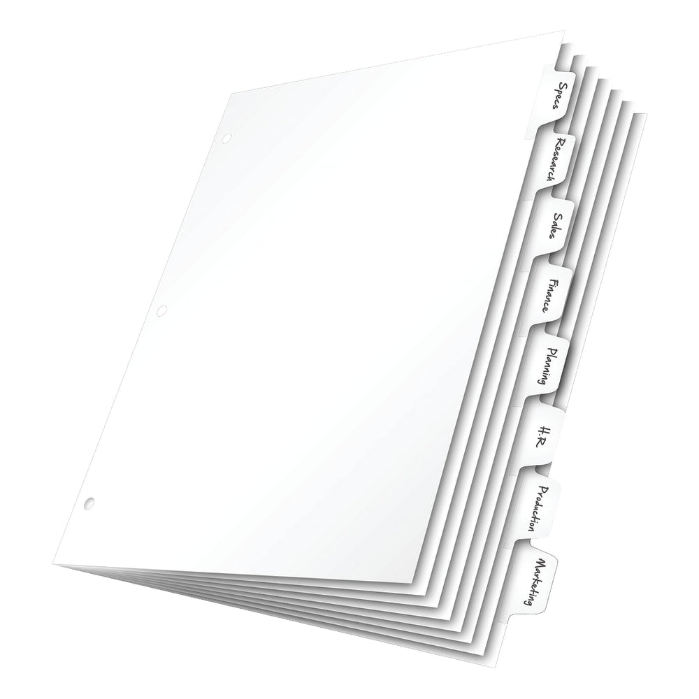 Cardinal Write N Erase Tab Dividers, 8-Tab, White