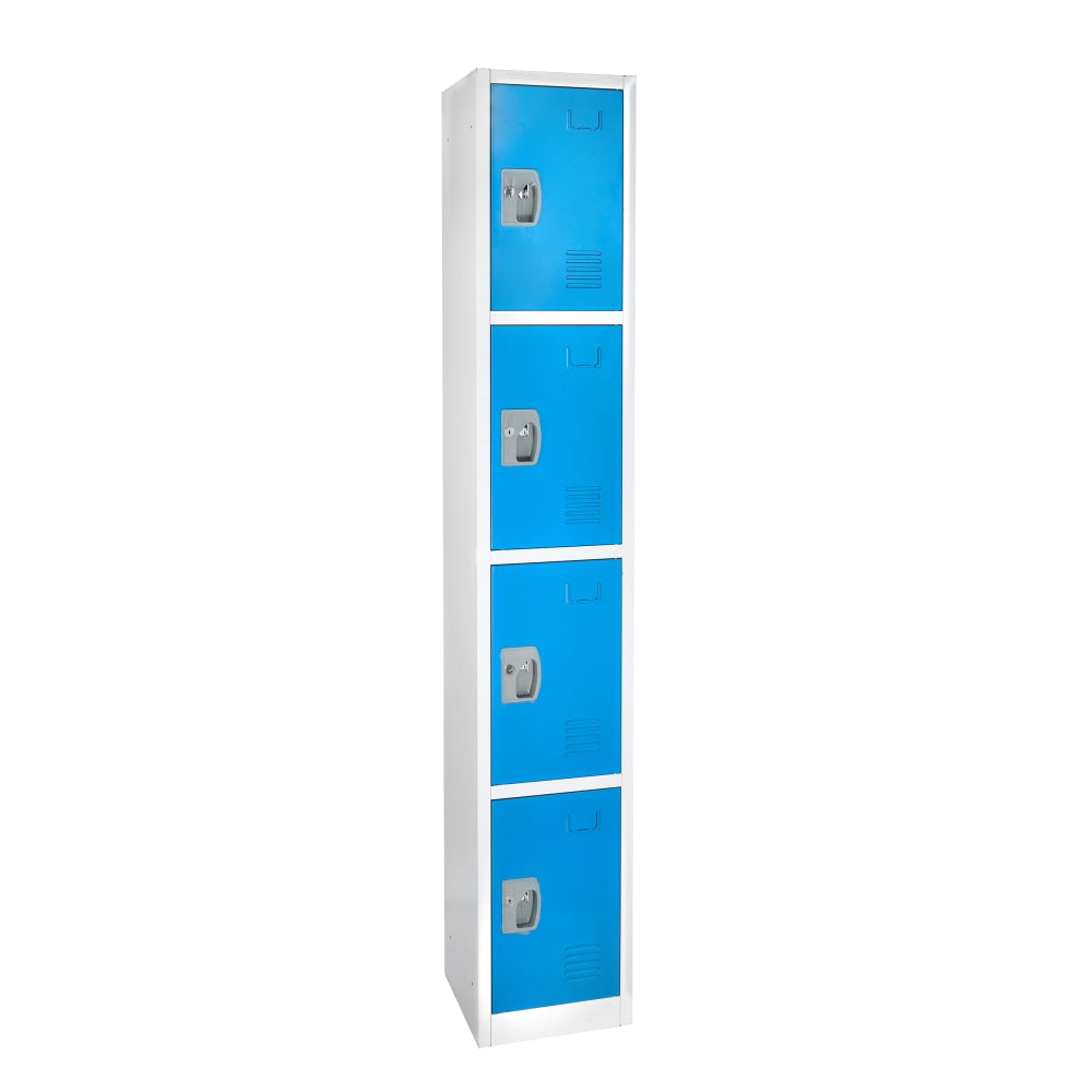 Alpine AdirOffice 4-Tier Steel Lockers, 72inH x 12inW x 12inD, Blue, Pack Of 2 Lockers