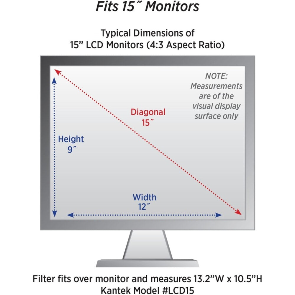 Kantek LCD Protect Anti-glare Filter Fits 15in Monitors - For 15inLCD Monitor - Anti-glare