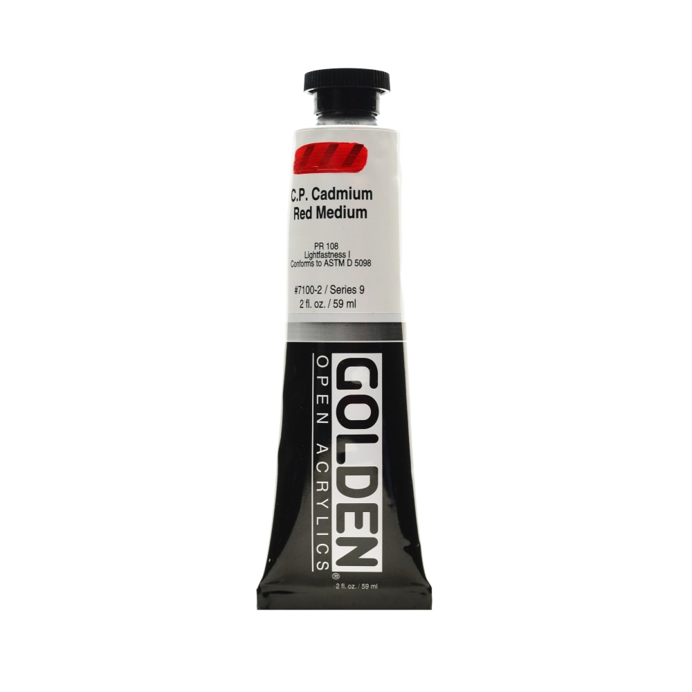 Golden OPEN Acrylic Paint, 2 Oz Tube, Cadmium Red Medium (CP)