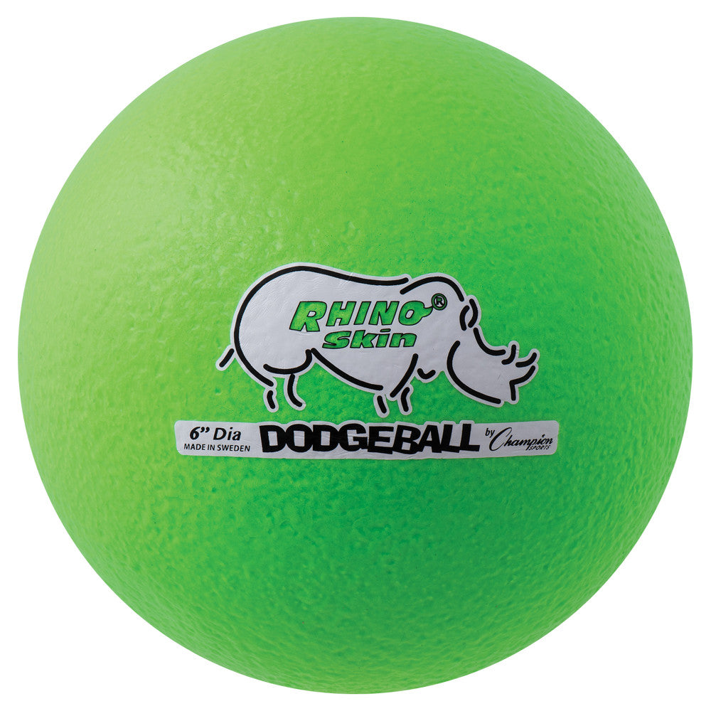 Champion Sports Rhino Skin Low Bounce Dodgeball Set, 6-5/16in, Neon Green, Set Of 6 Balls