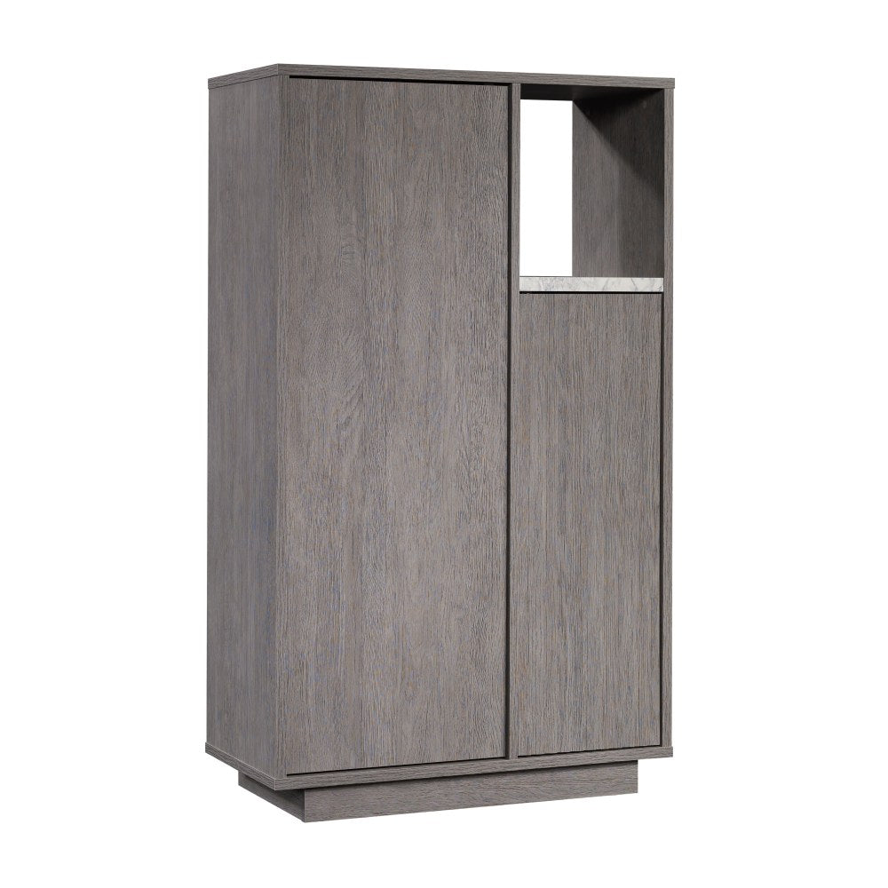 Sauder East Rock 31inW 2-Door Storage Cabinet, Ashen Oak/Faux White Marble