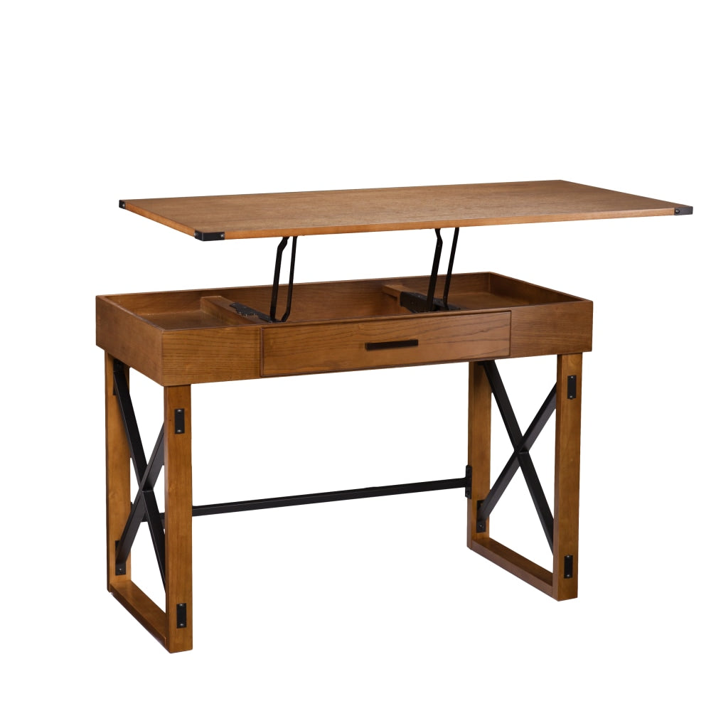 SEI Furniture Canton 49inW Wooden Adjustable-Height Computer Desk, Glazed Pine