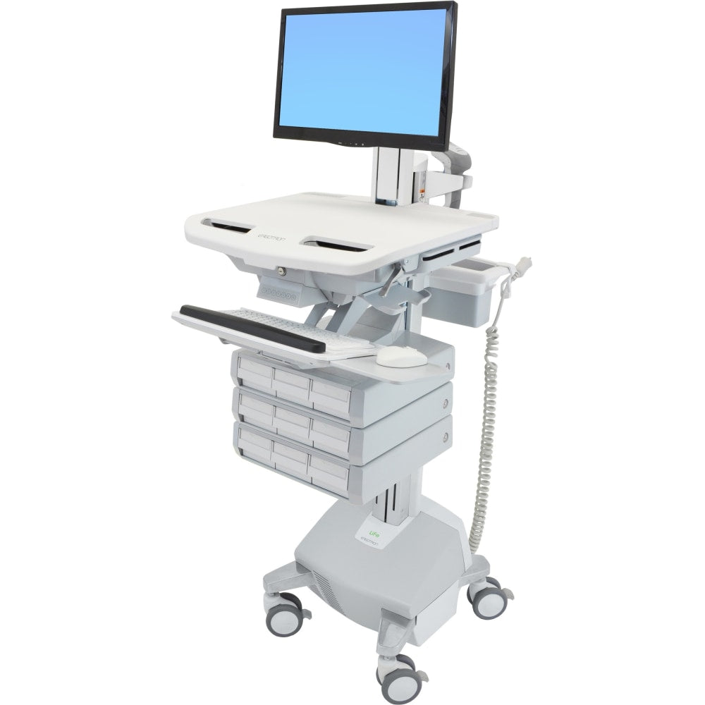 Ergotron StyleView - Cart for LCD display / keyboard / mouse / CPU / notebook / camera / scanner (open architecture) - medical - plastic, aluminum, zinc-plated steel - gray, white, polished aluminum - screen size: up to 24in - LiFe Powered