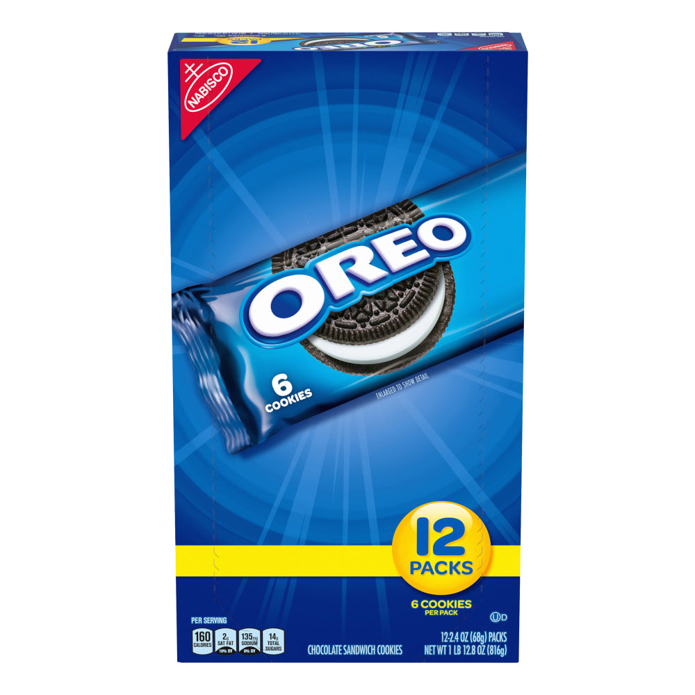 Oreo Sandwich Cookies, Chocolate, 2.4 Oz, Box Of 12