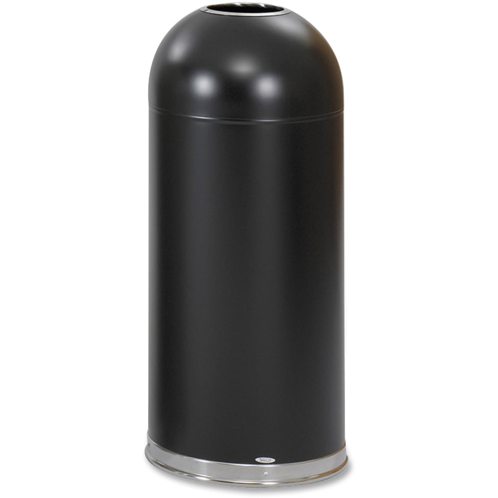 Safco Open Top Dome Receptacles, 15 Gallons, Black