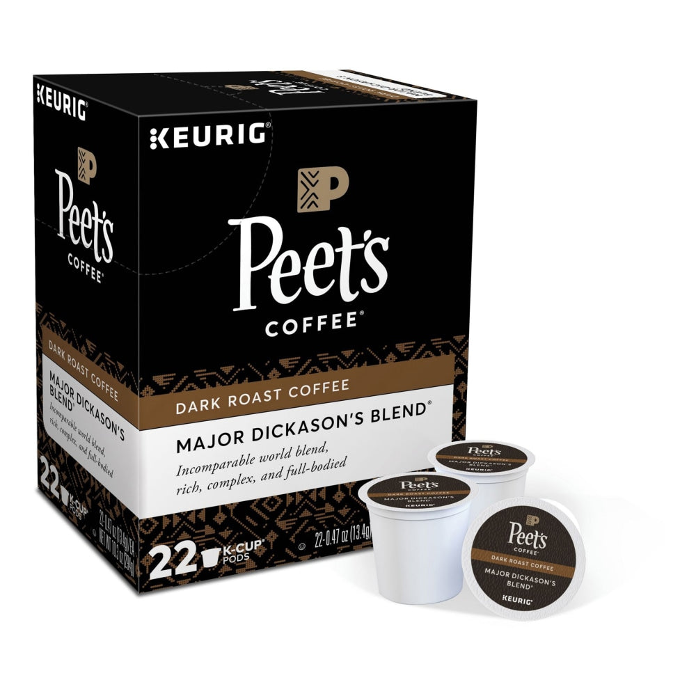 Peets Coffee & Tea Single-Serve Coffee K-Cup Pods, Major Dickasons Blend, Carton Of 22