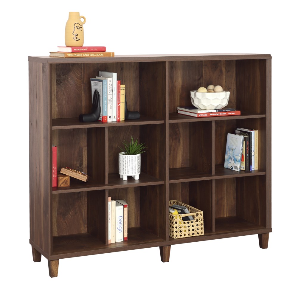 Sauder Willow Place 46inH 10-Cubby Display Bookcase, Grand Walnut