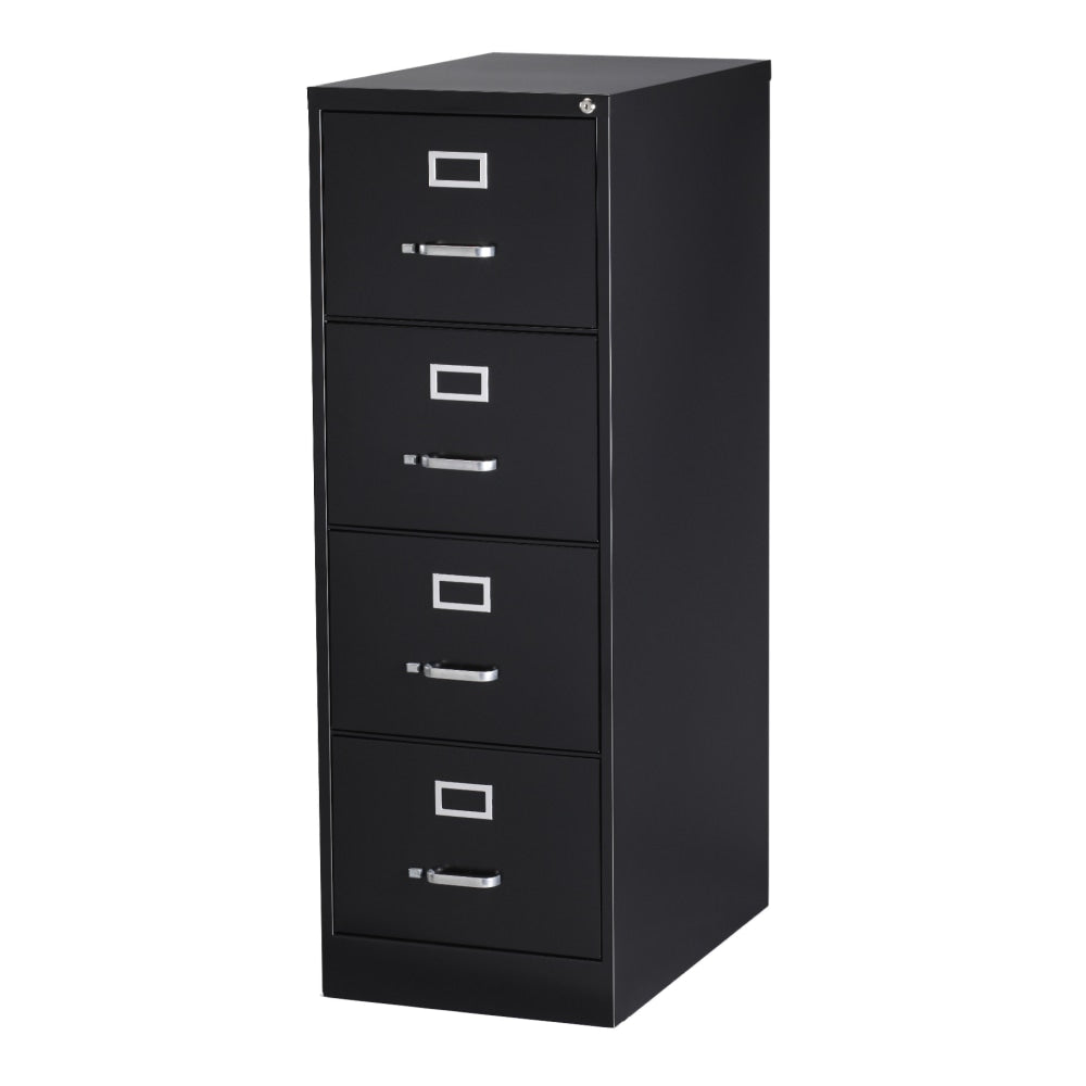 WorkPro 26-1/2inD Vertical 4-Drawer Legal-Size File Cabinet, Black