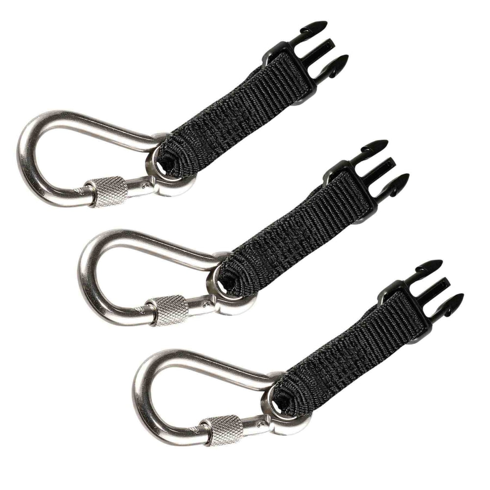 Ergodyne Squids 3025 Retractable Tool Lanyard Accessory Carabiners, 4in, Black, Pack Of 3 Carabiners