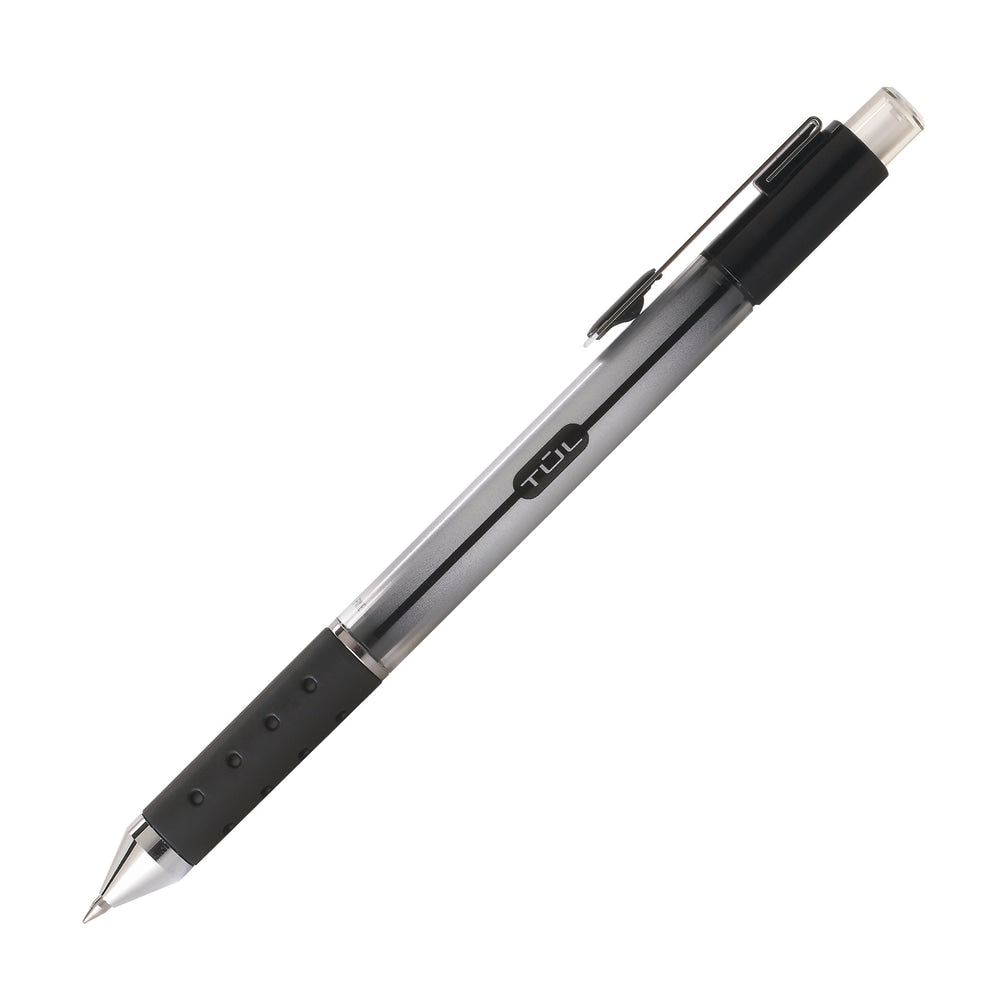 TUL GL Series Retractable Gel Pens, Medium Point, 0.7 mm, Silver Barrel, Black Ink, Pack Of 12 Pens