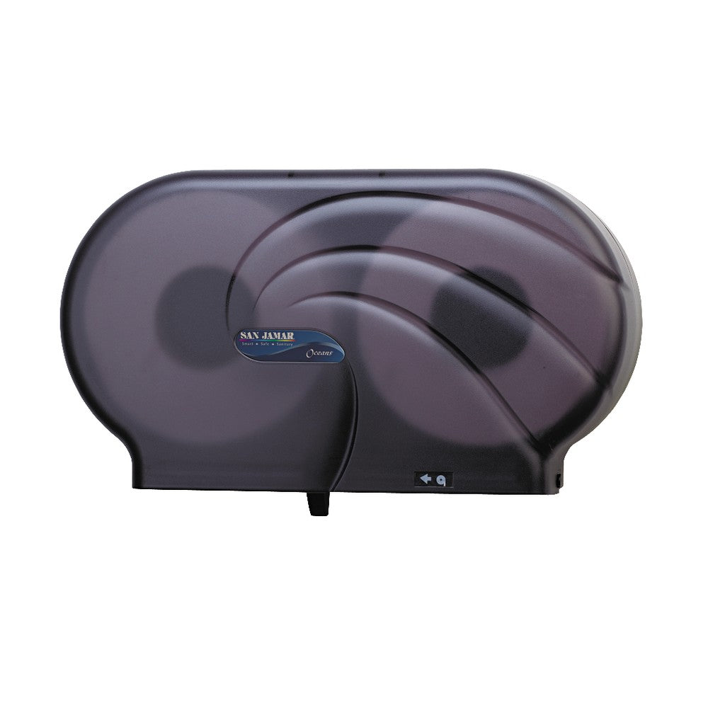 San Jamar 2-Roll Jumbo Toilet Tissue Dispenser, 19in x 5 1/4in x 12in, Black Pearl