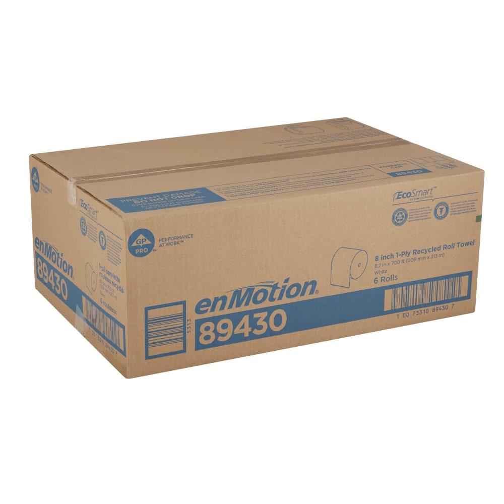 enMotion by GP PRO, 1-Ply, 8.2in x 700ft, 40% Recycled, White, 6 Rolls per Case