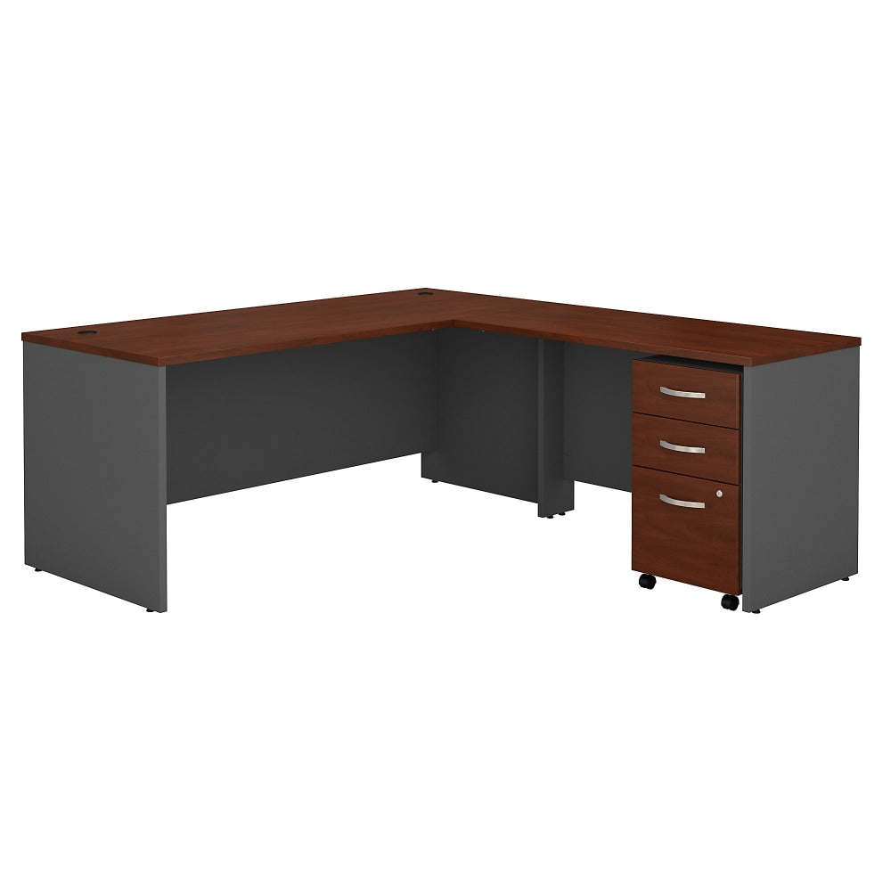 Bush Business Furniture Components 72inW L Shaped Desk with 3 Drawer Mobile File Cabinet, Hansen Cherry/Graphite Gray, Standard Delivery