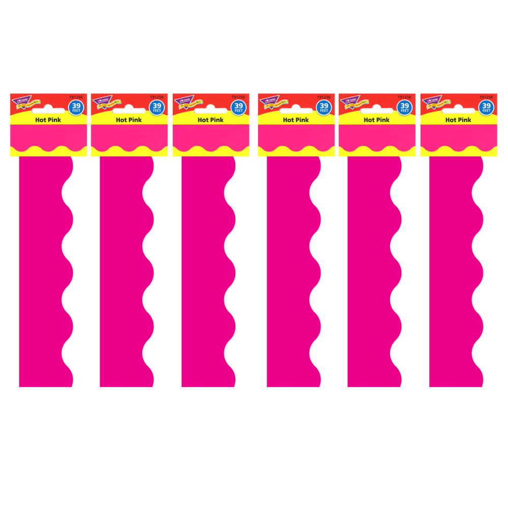 Trend Terrific Trimmers, Hot Pink, 39ft Per Pack, Set Of 6 Packs