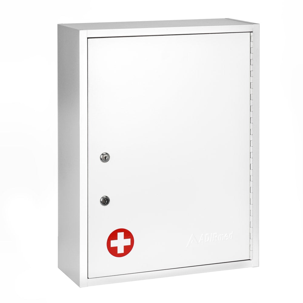 Alpine AdirMed Large Dual Lock Surface-Mount Medical Security Cabinets, 21inH x 16inW x 6inD, White, Pack Of 2 Cabinets