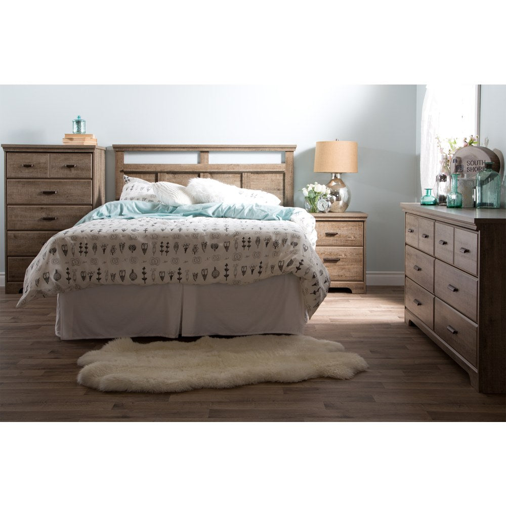 South Shore Versa 2-Drawer Nightstand, 25-1/4inH x 23inW x 17-3/4inD, Weathered Oak