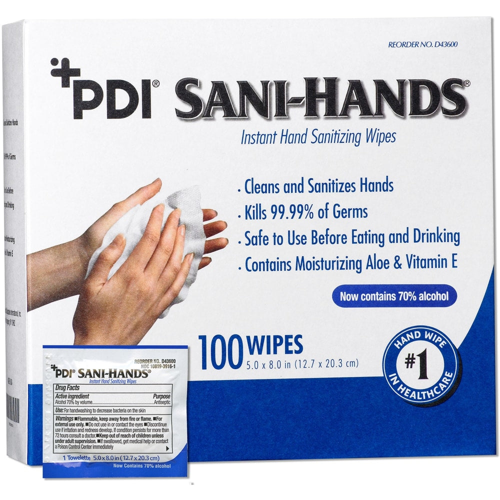 Unimed Sani-Dex Alcohol Wipes, 5in x 8in, Individually Wrapped, Box Of 100