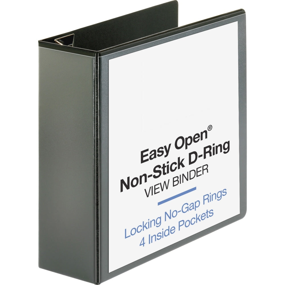 Sparco Locking View 3-Ring Binder, 4in D-Rings, 44% Recycled, Black