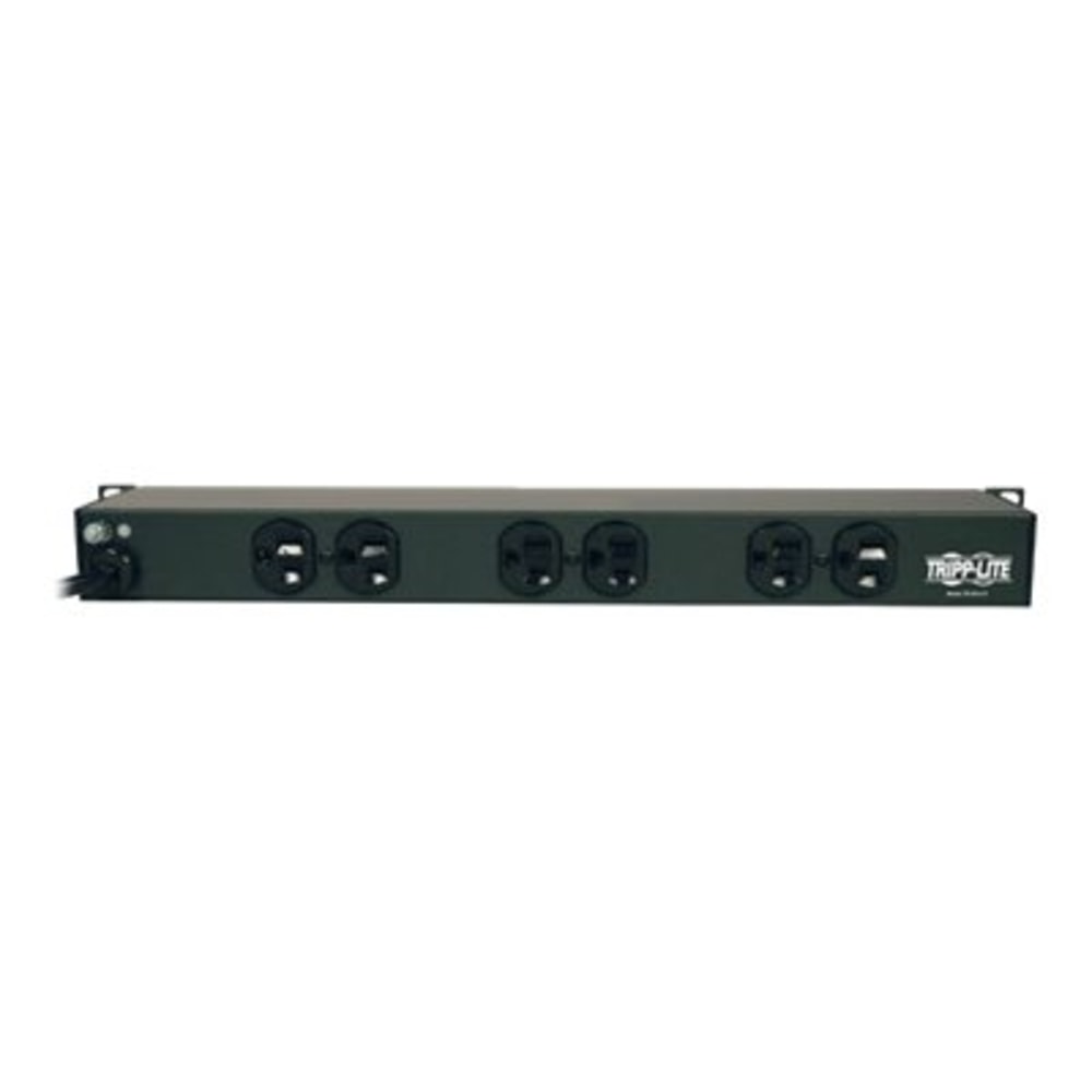 Tripp Lite Power Strip Rackmount Metal 120V 5-15R 6 Rear Face Outlet 1URM - Power strip (rack-mountable) - AC 120 V - input: NEMA 5-15 - output connectors: 6 (NEMA 5-15) - 1U - 19in - 15 ft cord - black