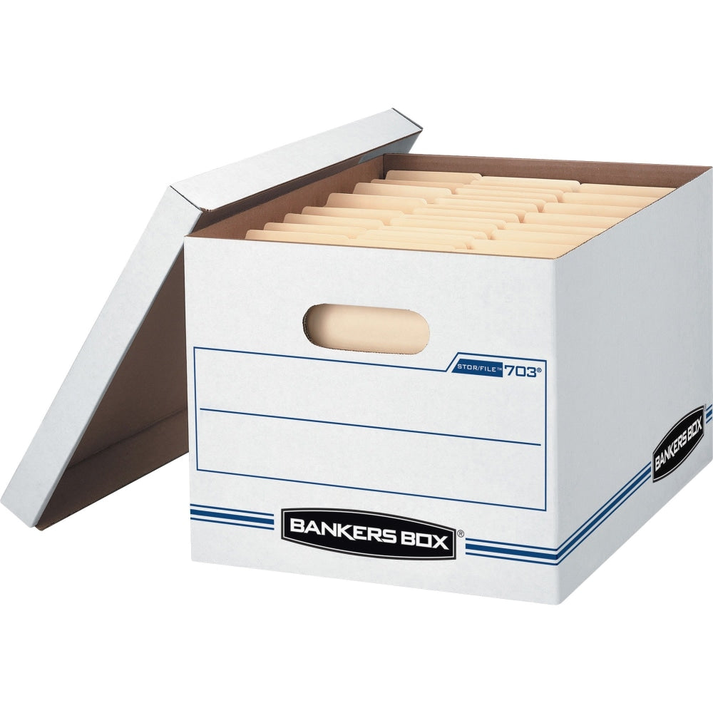 Bankers Box Stor/File Boxes With Lift-Off Lids, Letter/Legal Size, 12 1/2in x 16 5/16in x 10 1/2in, White