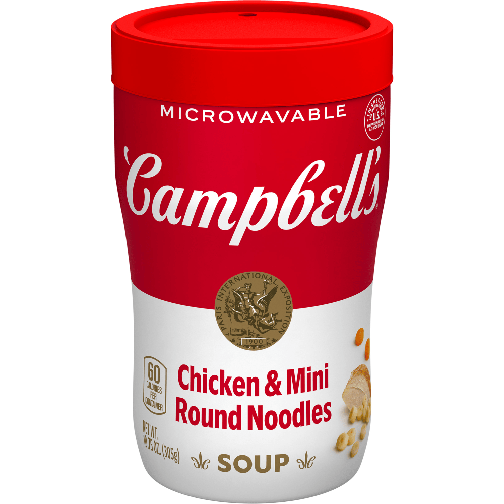 Campbells Soup On The Go Chicken With Mini Noodles Cups, 10.75 Oz, Case Of 8 Cups