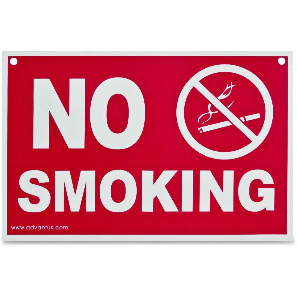 Advantus "No Smoking" Wall Sign, 12in x 8in, Red/White