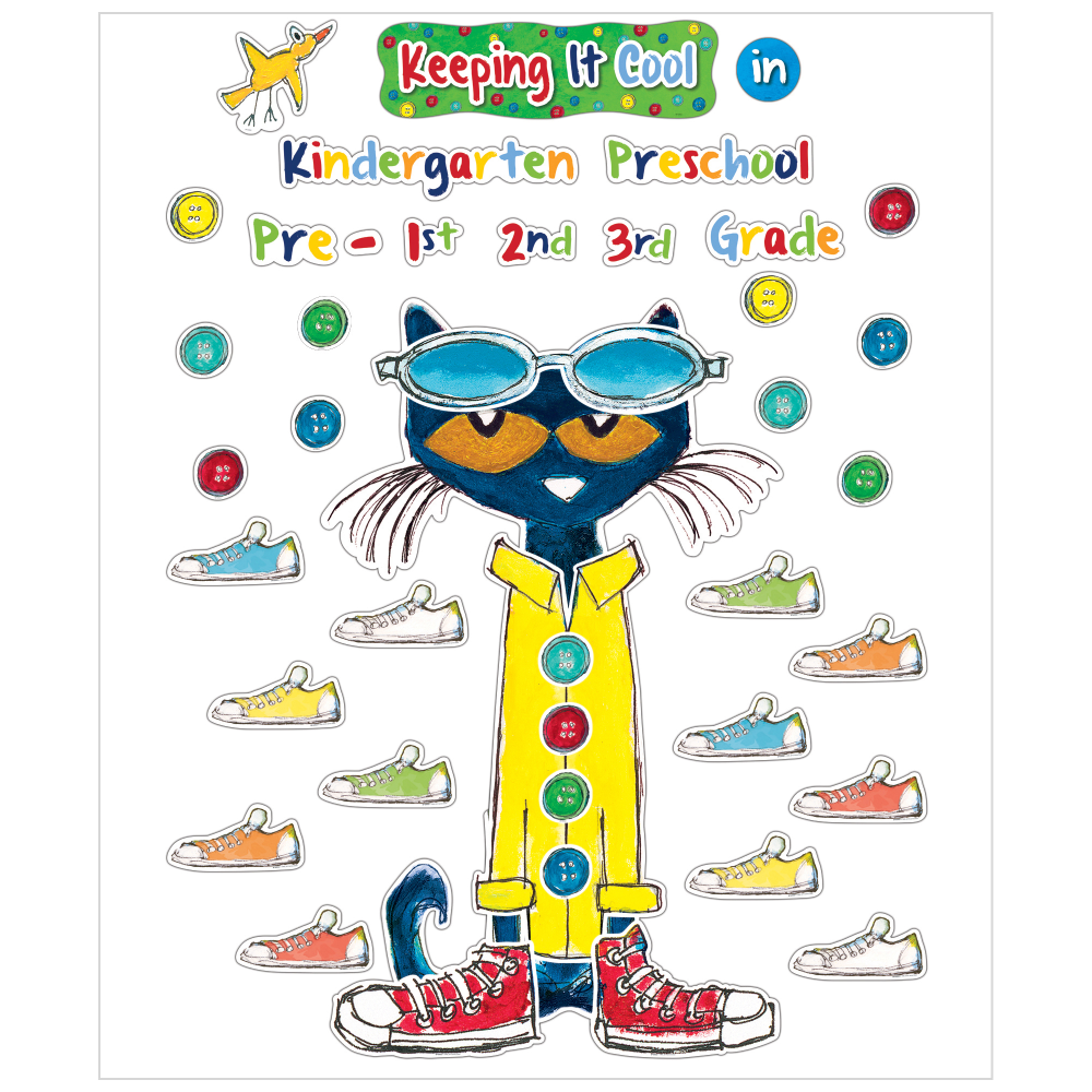 Edupress Pete The Cat Keeping It Cool In Bulletin Board Set, Set Of 65 Pieces