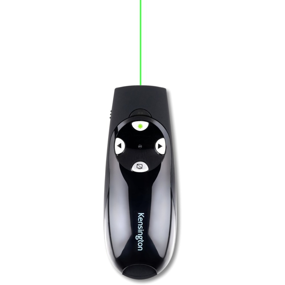 Kensington Presenter Expert Wireless with Green Laser - Black - Wireless - Radio Frequency - 2.40 GHz - Black - USB - 4 Button(s)