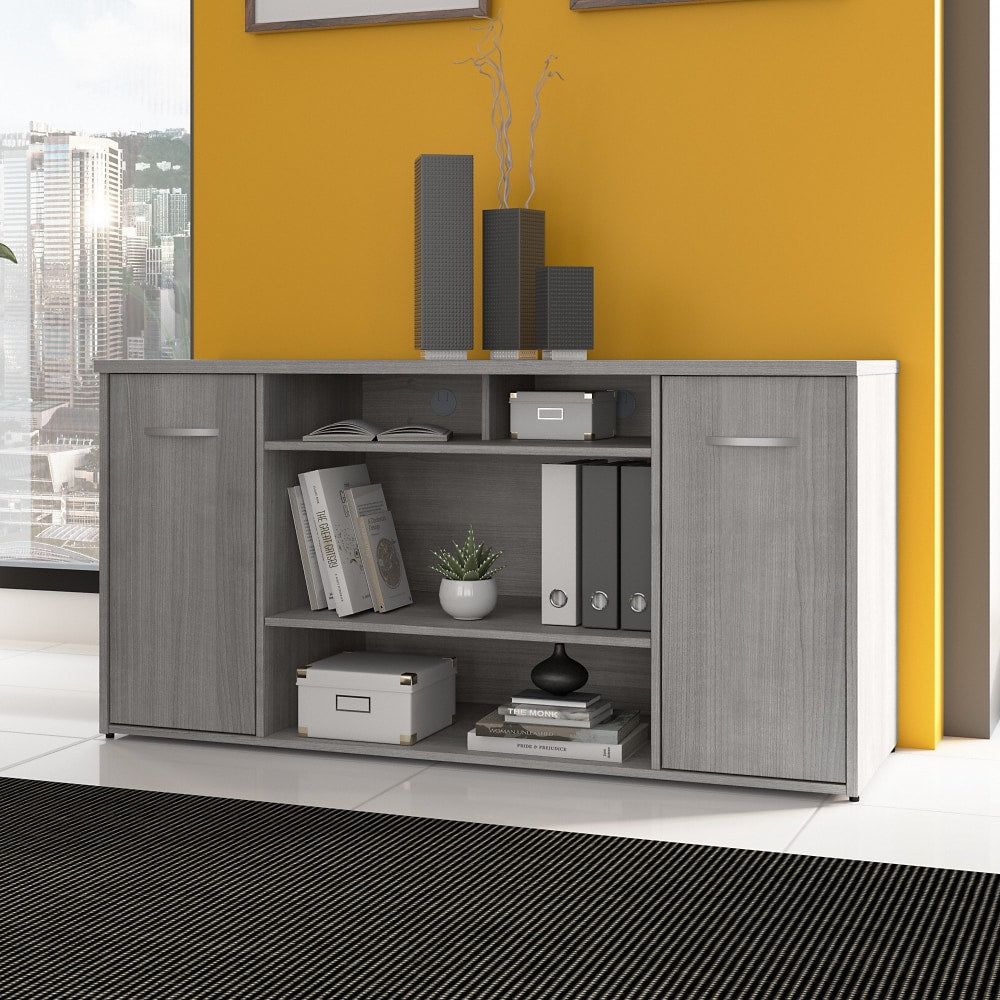 Bush Business Furniture Studio C 60inW Office Storage Cabinet With Doors And Shelves, Platinum Gray, Standard Delivery