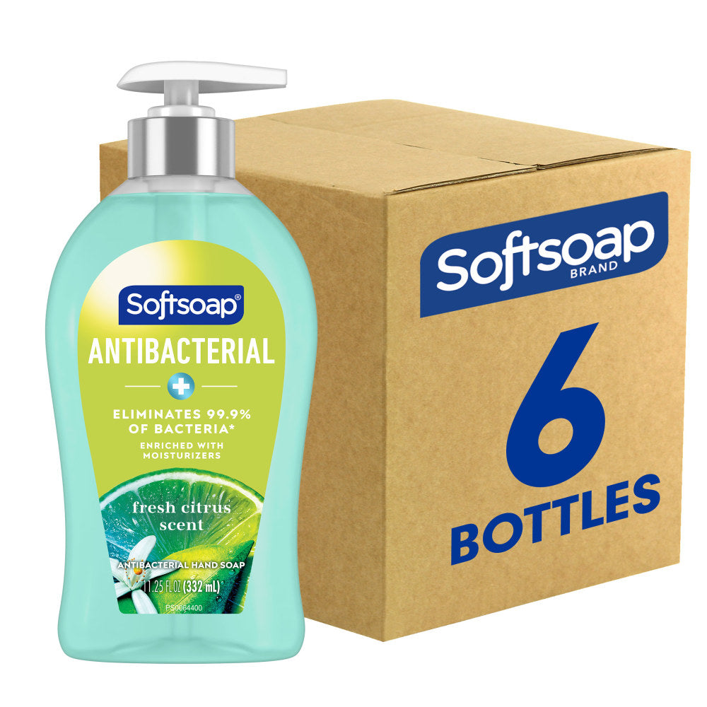 Softsoap Antibacterial Soap, Fresh Citrus Scent, 11.3 Oz., Pack Of 6 Pump Bottles