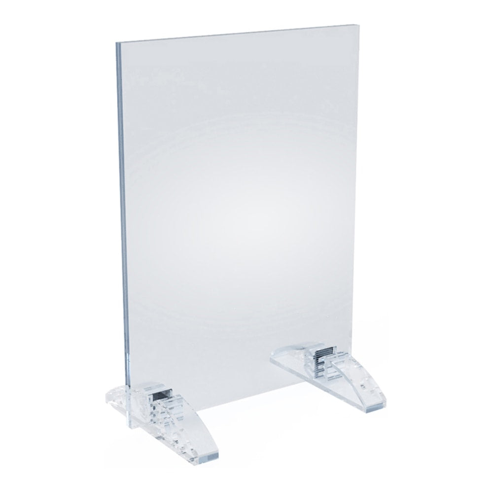 Azar Displays Dual-Stand Acrylic Sign Holders, 8-1/2inH x 5-1/2inW x 3inD, Clear, Pack Of 10 Holders